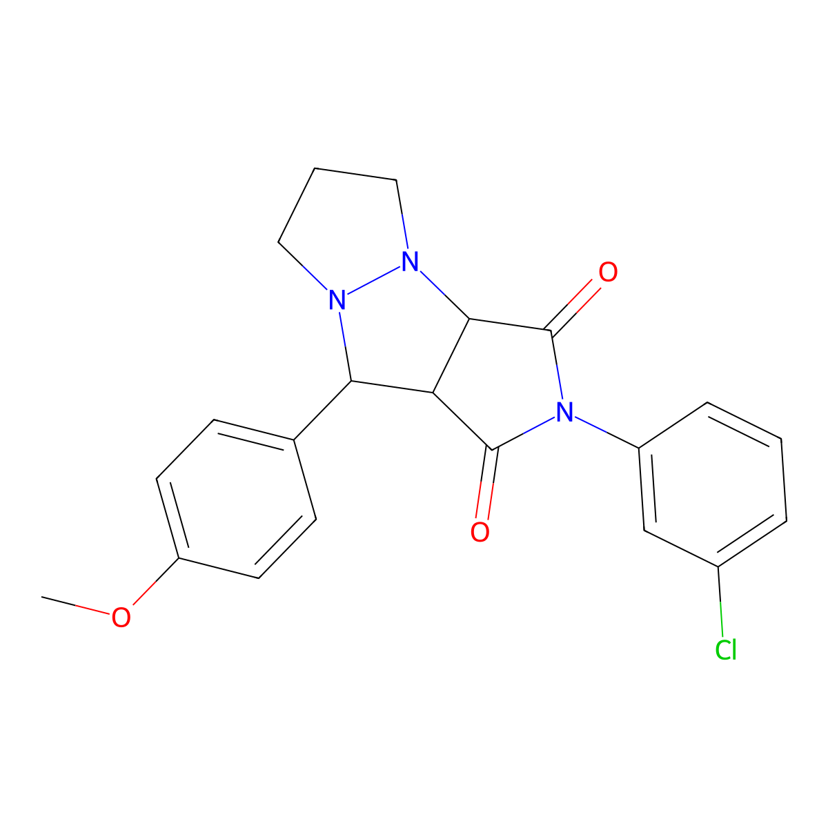 2-(3-chlorophenyl)-9-(4-methoxyphenyl)tetrahydro-5H-pyrazolo[1,2-a]pyrrolo[3,4-c]pyrazole-1,3(2H,3aH)-dione molecular structure, CAS 495402-81-8