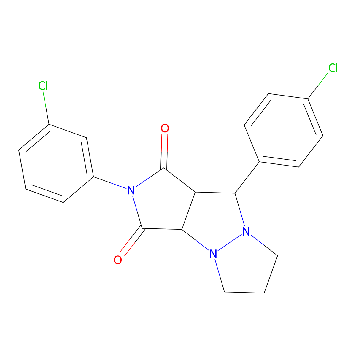 2-(3-chlorophenyl)-9-(4-chlorophenyl)tetrahydro-5H-pyrazolo[1,2-a]pyrrolo[3,4-c]pyrazole-1,3(2H,3aH)-dione molecular structure, CAS 495402-88-5