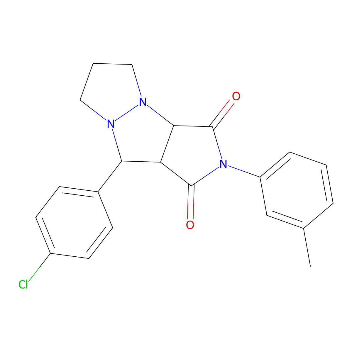 9-(4-chlorophenyl)-2-(3-methylphenyl)tetrahydro-5H-pyrazolo[1,2-a]pyrrolo[3,4-c]pyrazole-1,3(2H,3aH)-dione molecular structure, CAS 495402-89-6