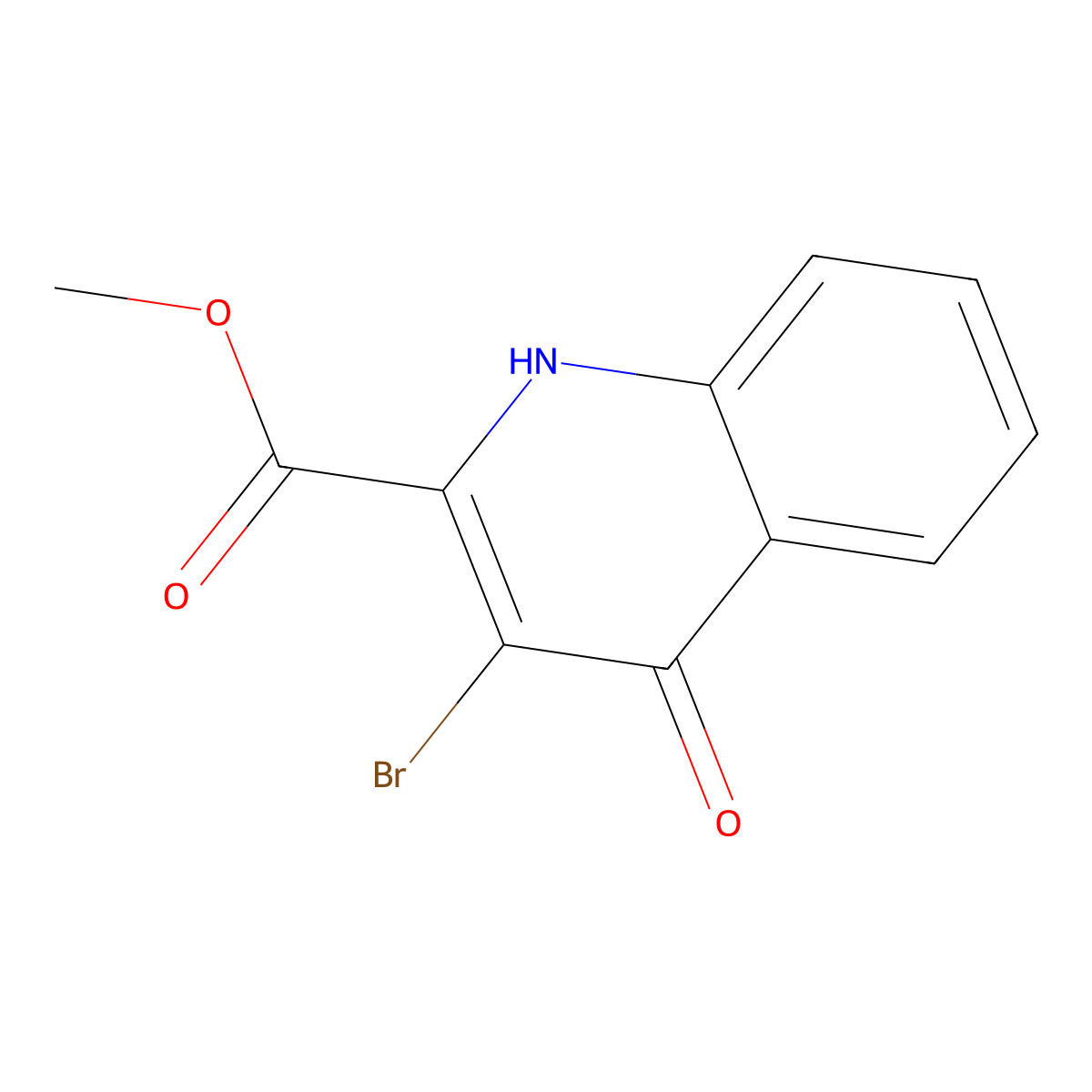 Methyl 3-bromo-4-hydroxyquinoline-2-carboxylate molecular structure, CAS 495409-73-9