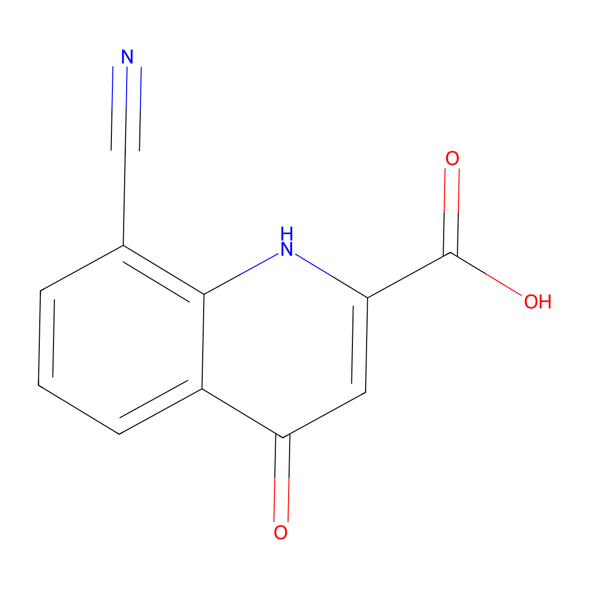 8-Cyano-4-hydroxy-quinoline-2-carboxylic acid molecular structure, CAS 495409-74-0
