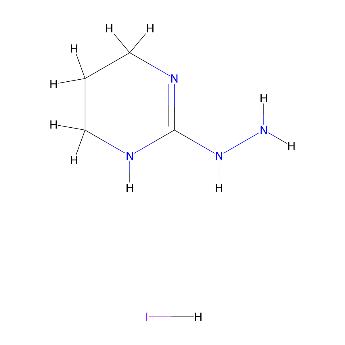 2-Hydrazino-1,4,5,6-tetrahydropyrimidine hydroiodide molecular structure, CAS 49541-79-9