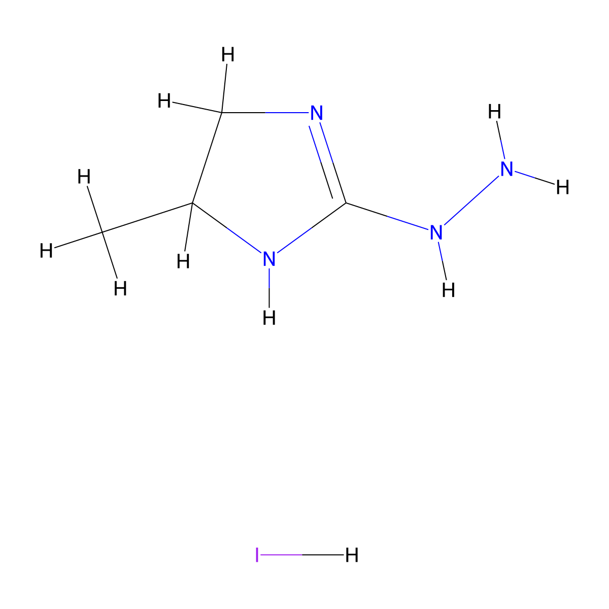 2-Hydrazino-5-methyl-4,5-dihydro-1H-imidazole hydroiodide molecular structure, CAS 49541-81-3