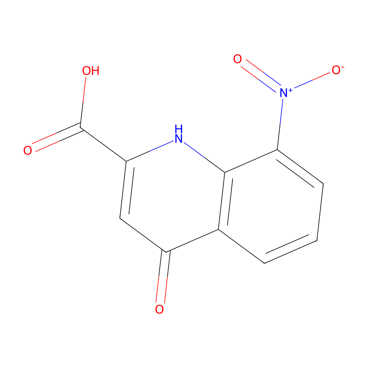 8-Nitro-4-oxo-1,4-dihydro-quinoline-2-carboxylic acid molecular structure, CAS 495411-27-3
