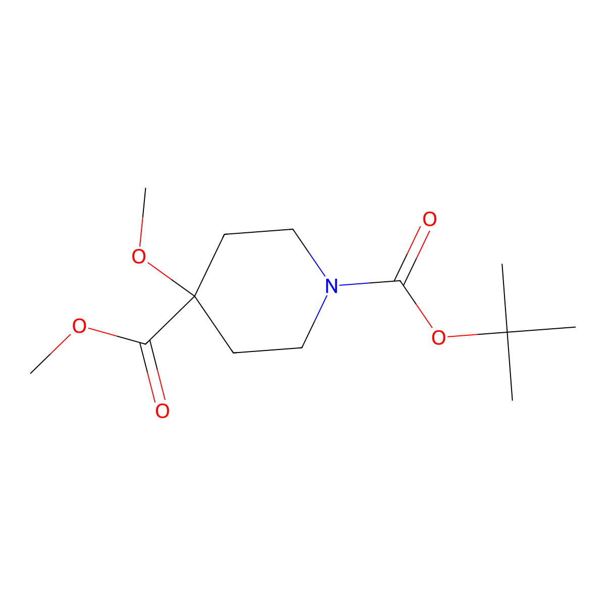 1-tert-Butyl 4-methyl 4-methoxypiperidine-1,4-dicarboxylate molecular structure, CAS 495415-08-2
