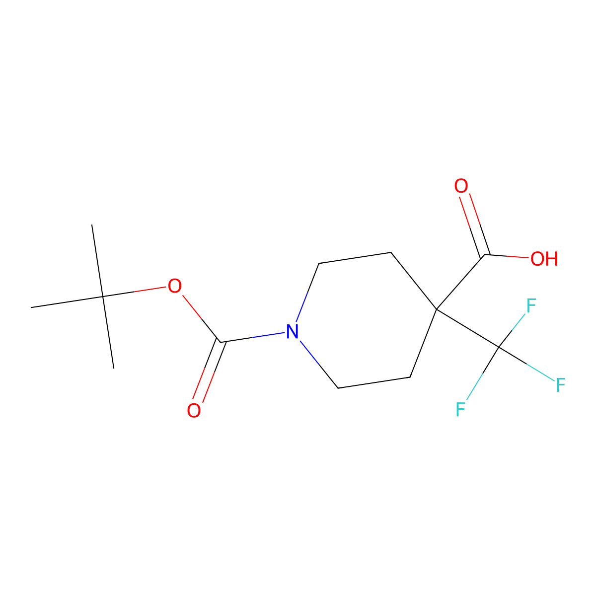 1-((Tert-butoxy)carbonyl)-4-(trifluoromethyl)piperidine-4-carboxylic acid molecular structure, CAS 495415-51-5