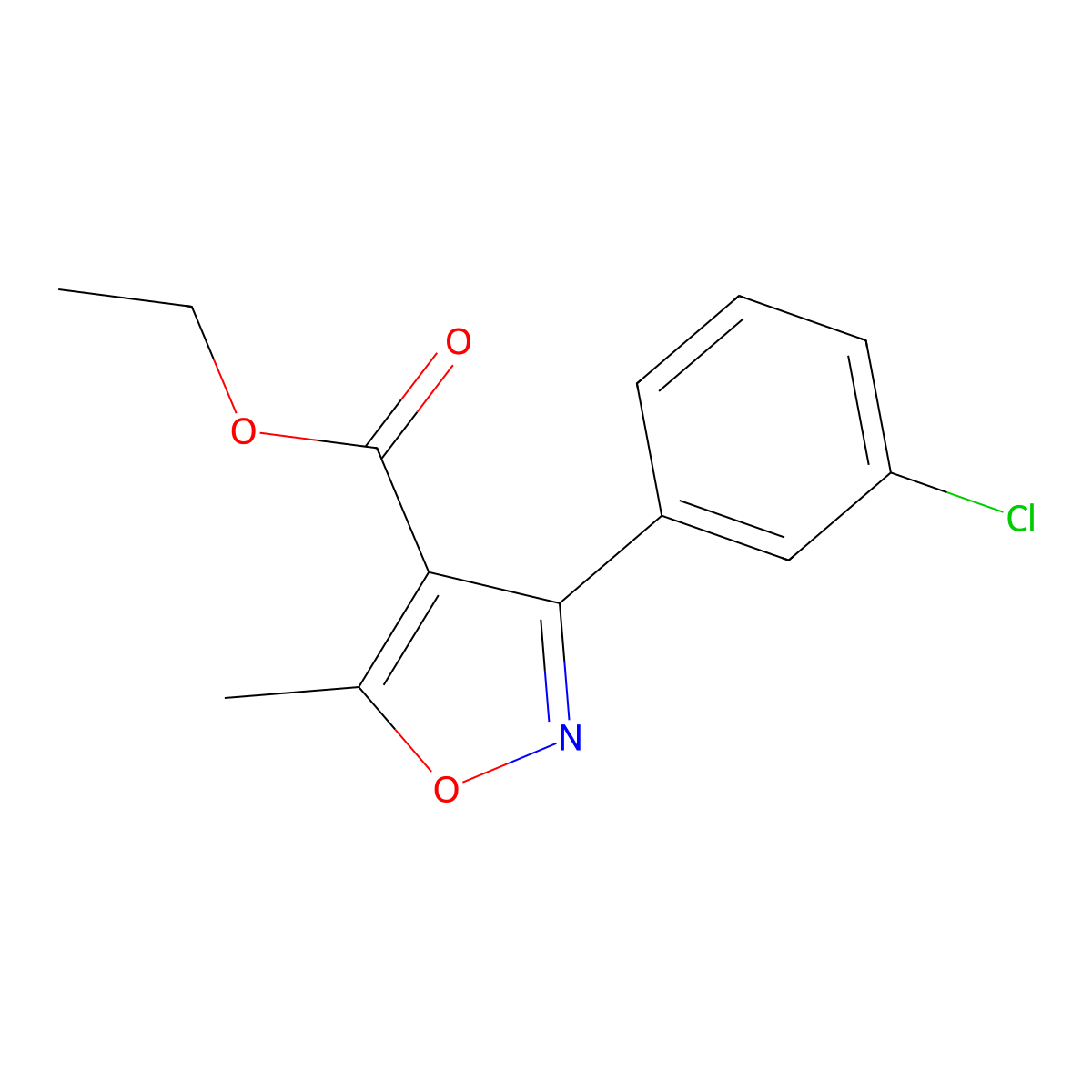 Ethyl 3-(3-chlorophenyl)-5-methylisoxazole-4-carboxylate molecular structure, CAS 495417-28-2