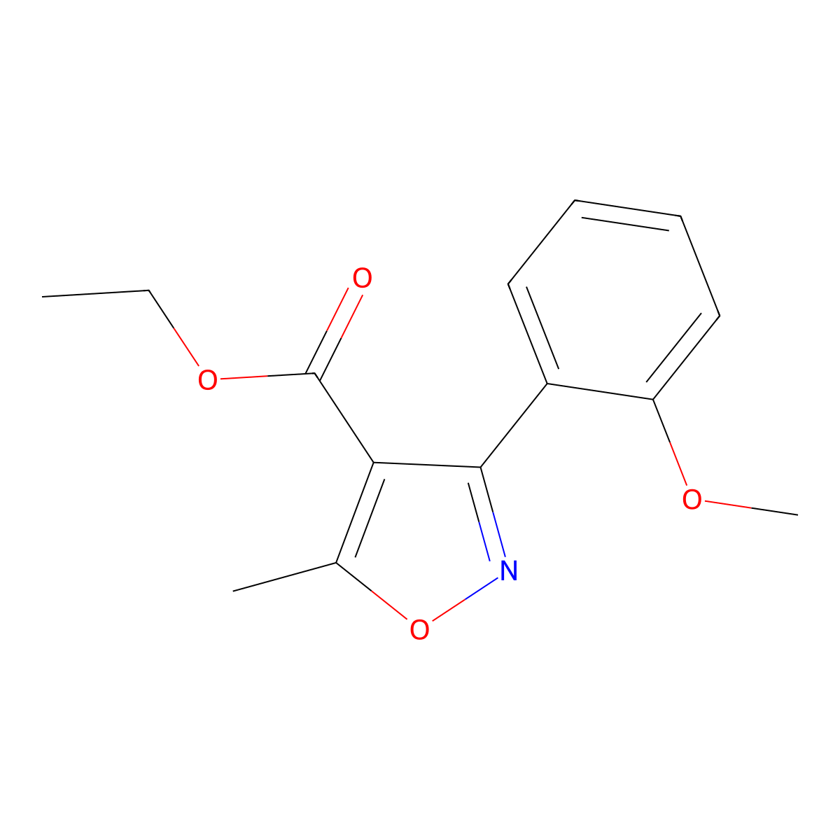 Ethyl 3-(2-methoxyphenyl)-5-methylisoxazole-4-carboxylate molecular structure, CAS 495417-30-6