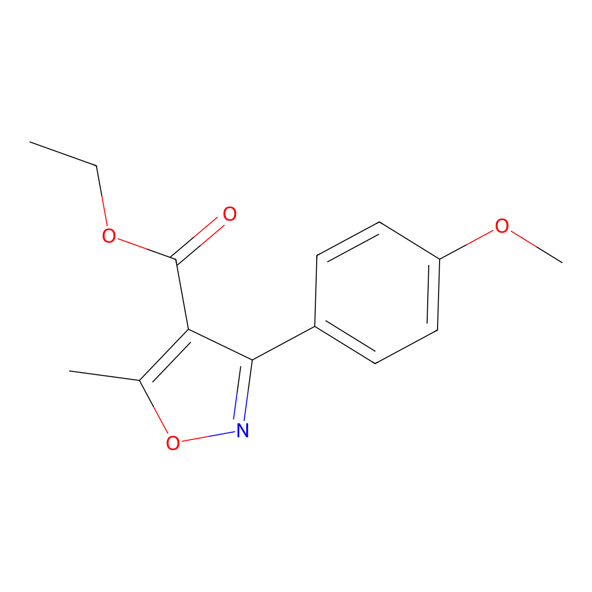 Ethyl 3-(4-methoxyphenyl)-5-methylisoxazole-4-carboxylate molecular structure, CAS 495417-31-7