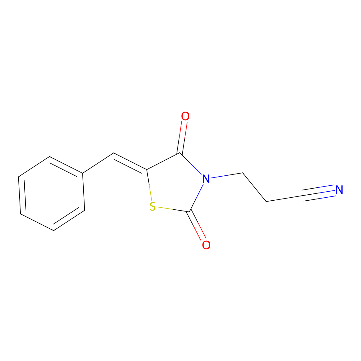 3-(5-Benzylidene-2,4-dioxo-1,3-thiazolidin-3-yl)propanenitrile molecular structure, CAS 49545-03-1