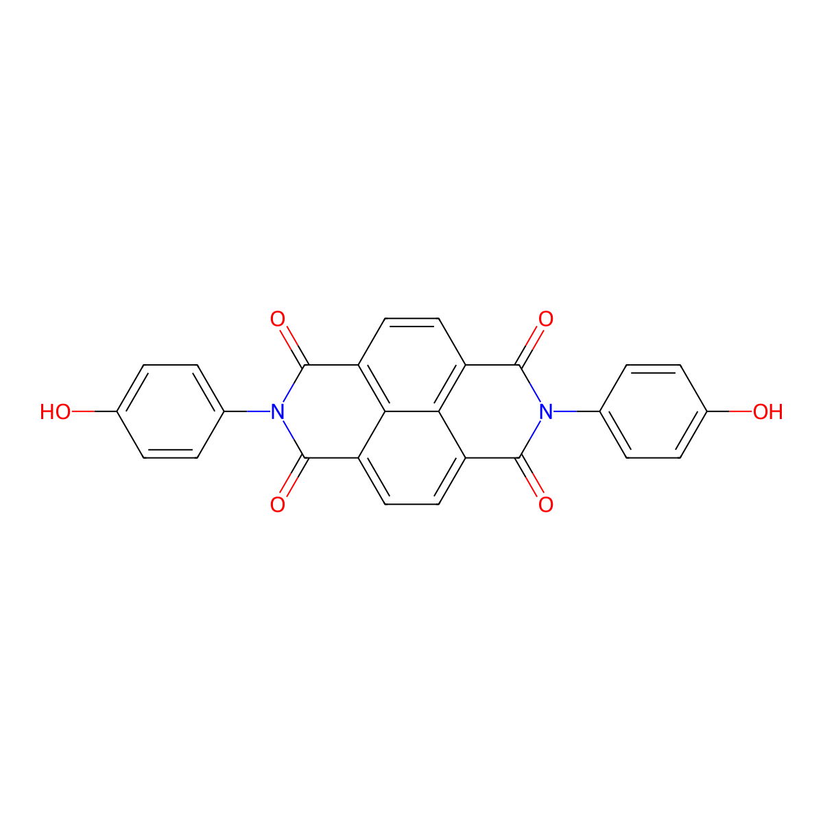 2,7-Bis(4-hydroxyphenyl)benzo[lmn][3,8]phenanthroline-1,3,6,8(2H,7H)-tetraone molecular structure, CAS 49546-05-6