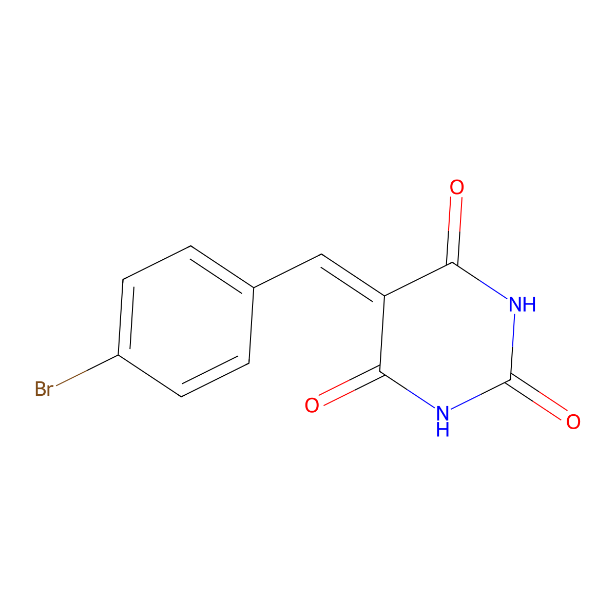 5-(4-bromobenzylidene)pyrimidine-2,4,6(1H,3H,5H)-trione molecular structure, CAS 49546-72-7