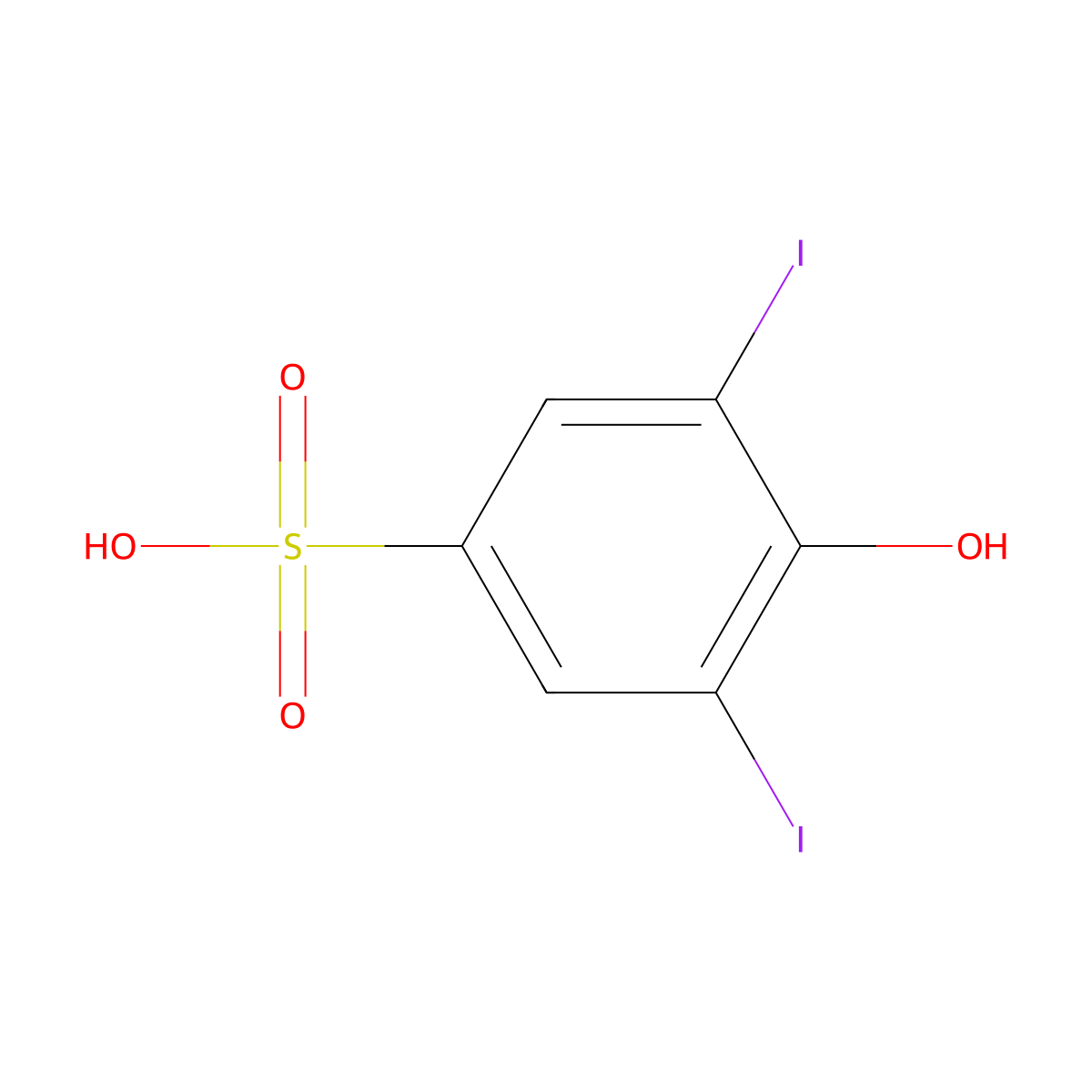 4-Hydroxy-3,5-diiodobenzenesulfonic acid molecular structure, CAS 49558-23-8