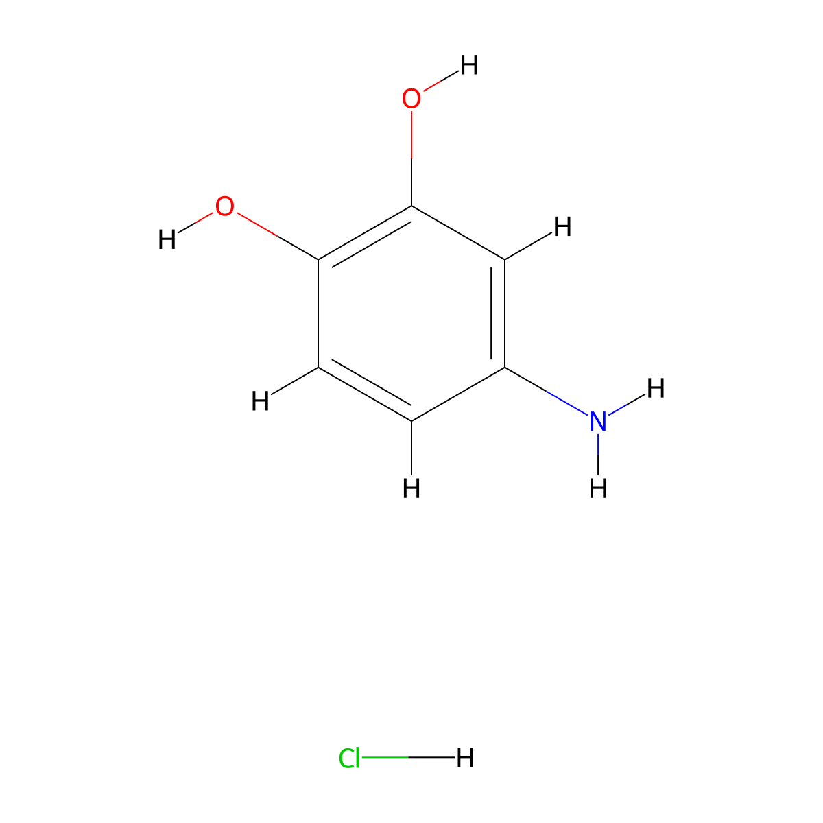 4-Aminocatechol hydrochloride molecular structure, CAS 4956-56-3