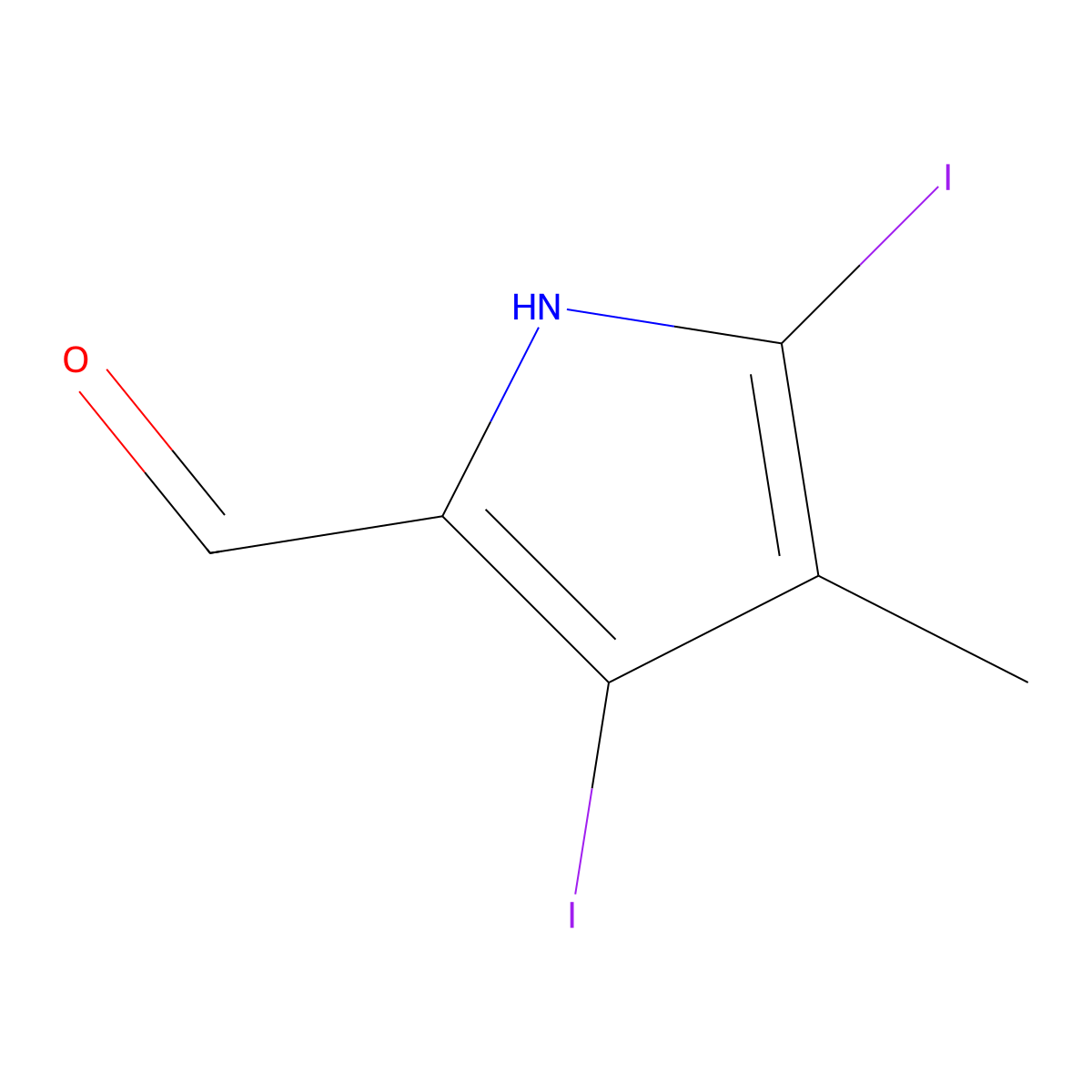 3,5-Diiodo-4-methyl-2-pyrrolecarboxaldehyde molecular structure, CAS 49569-09-7