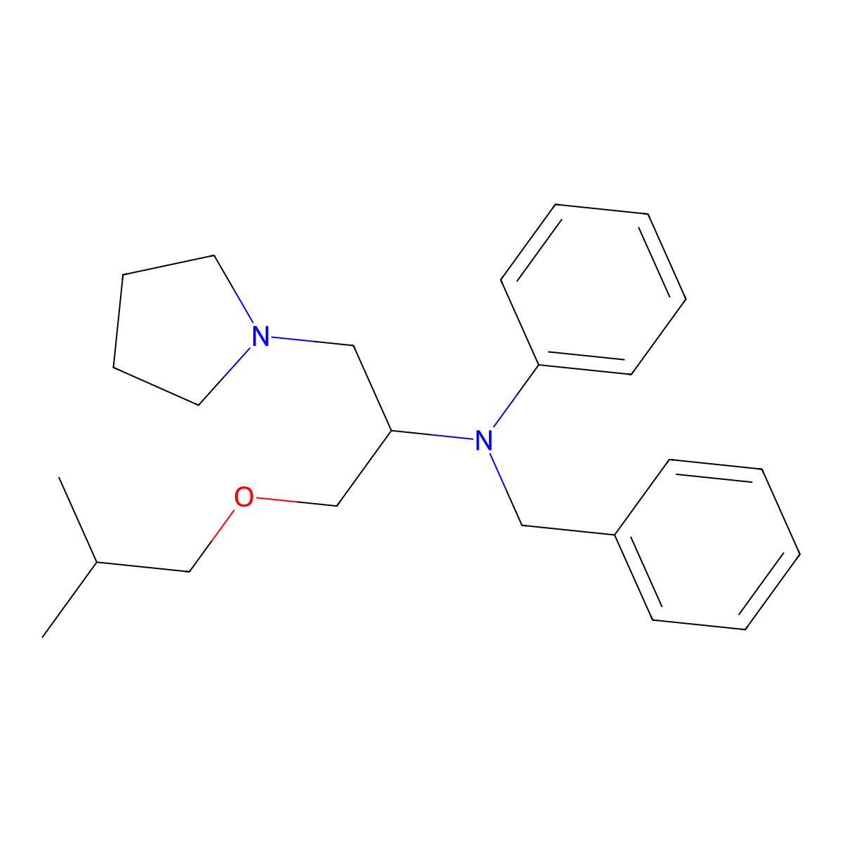 1-Pyrrolidineethanamine, alpha-((2-methylpropoxy)methyl)-N-phenyl-N-(phenylmethyl)- molecular structure, CAS 49571-04-2