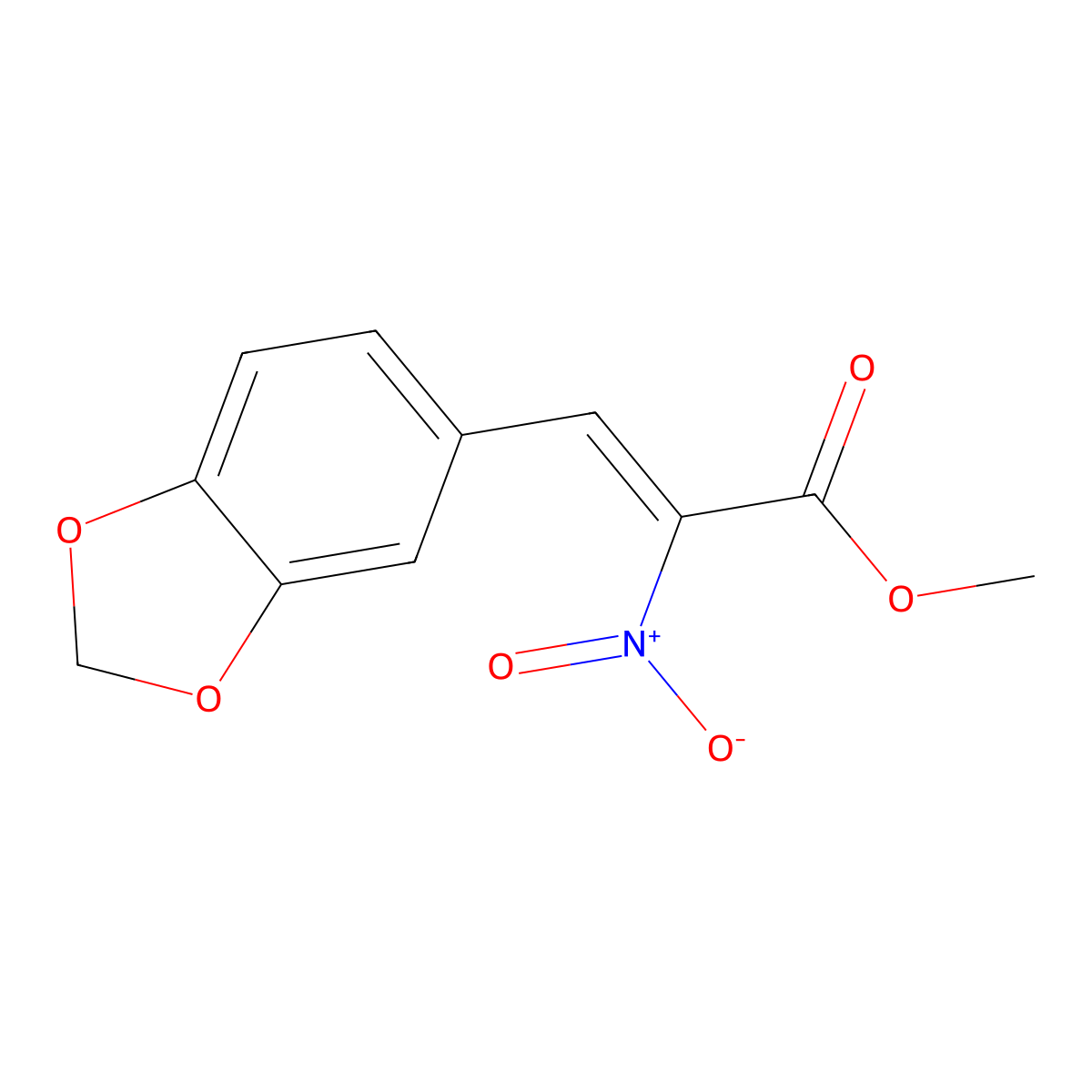 Methyl 3-(1,3-benzodioxol-5-yl)-2-nitroprop-2-enoate molecular structure, CAS 49571-79-1