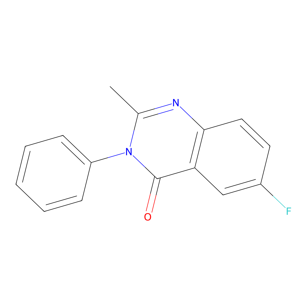 4(3H)-Quinazolinone, 6-fluoro-2-methyl-3-phenyl- molecular structure, CAS 49579-00-2
