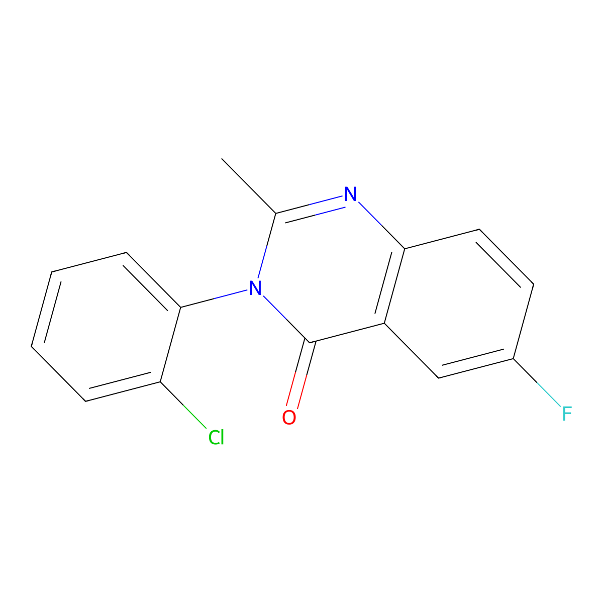 4(3H)-Quinazolinone, 3-(2-chlorophenyl)-6-fluoro-2-methyl- molecular structure, CAS 49579-12-6