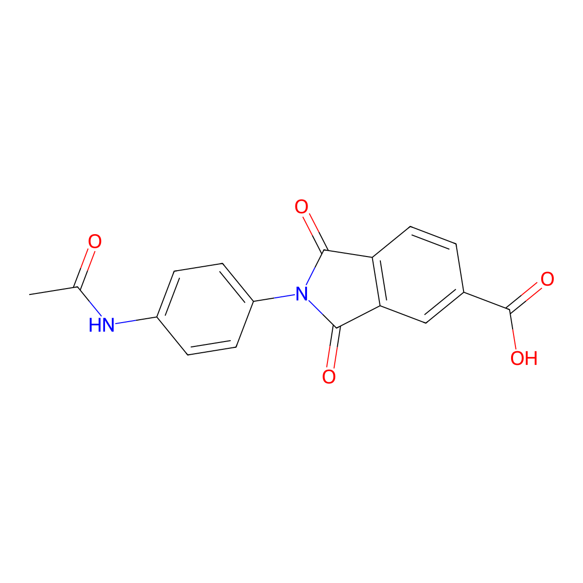 2-(4-acetamidophenyl)-1,3-dioxo-2,3-dihydro-1H-isoindole-5-carboxylic acid molecular structure, CAS 49587-52-2