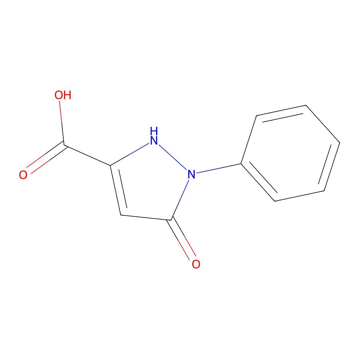 5-oxo-1-phenyl-2,5-dihydro-1H-pyrazole-3-carboxylic acid molecular structure, CAS 49597-17-3