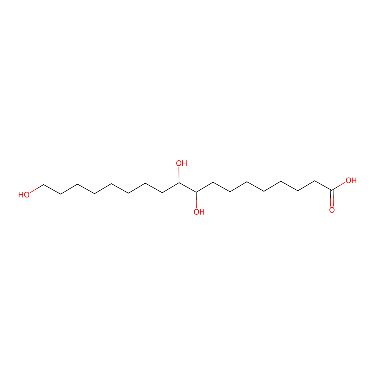 9,10,18-Trihydroxystearic acid molecular structure, CAS 496-86-6