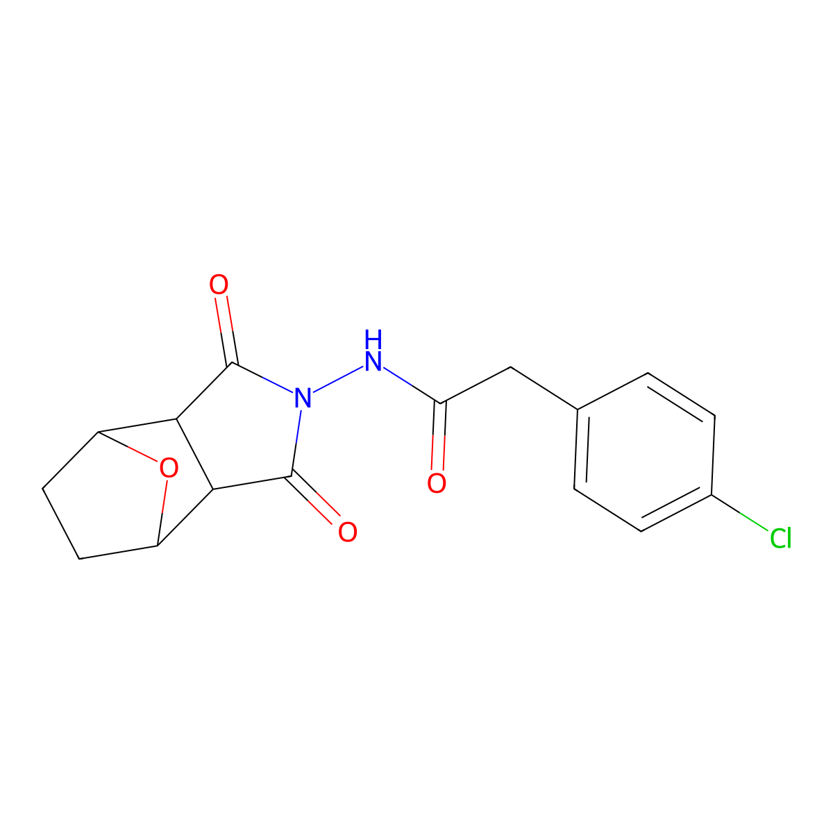 2-(4-chlorophenyl)-N-(1,3-dioxooctahydro-2H-4,7-epoxyisoindol-2-yl)acetamide molecular structure, CAS 496010-79-8