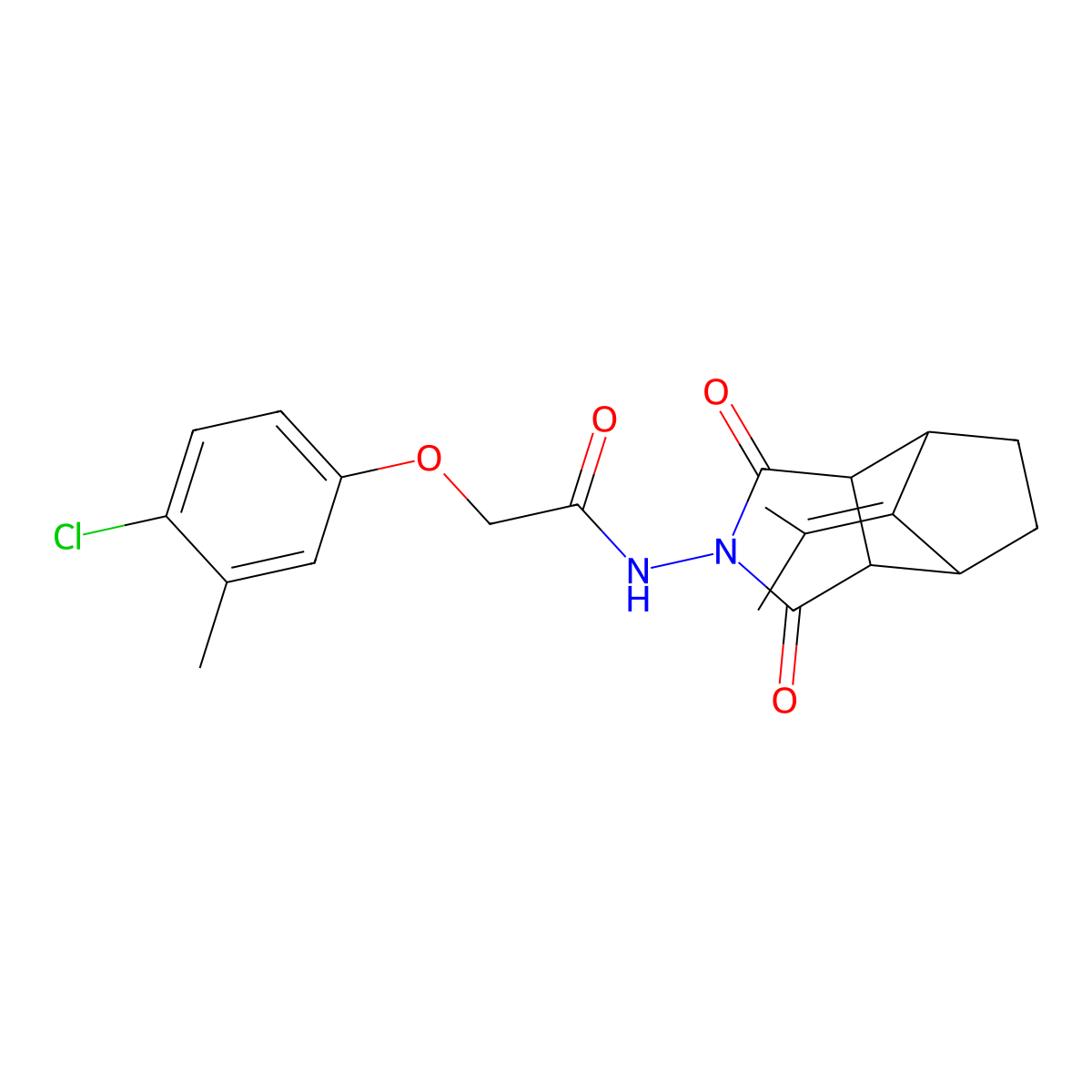 2-(4-chloro-3-methylphenoxy)-N-[10-(1-methylethylidene)-3,5-dioxo-4-azatricyclo[5.2.1.0~2,6~]dec-4-yl]acetamide molecular structure, CAS 496010-84-5