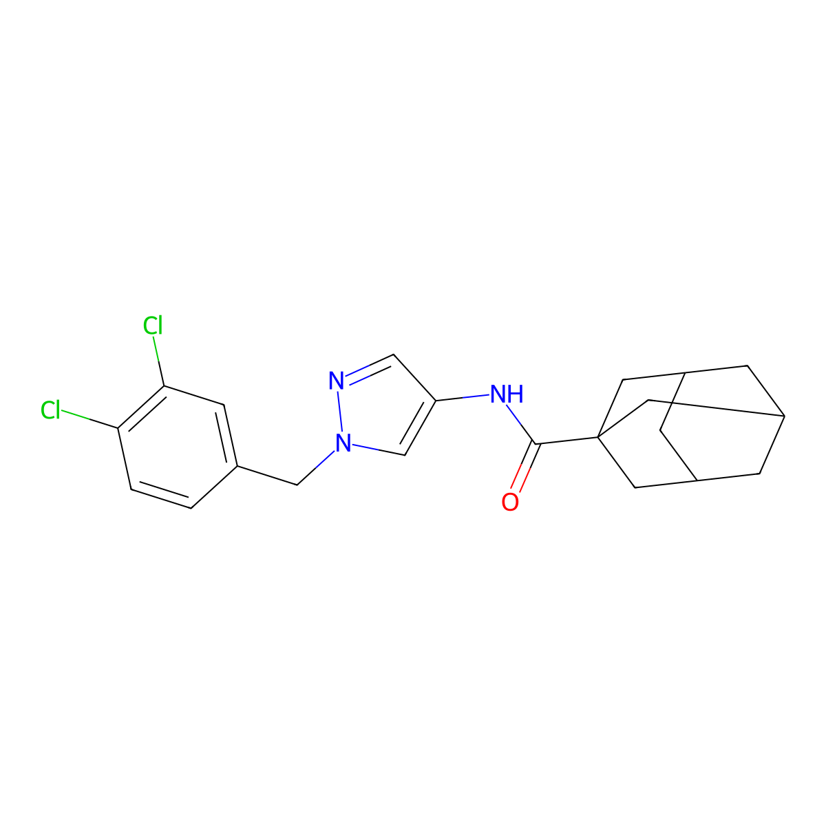 N-[1-[(3,4-dichlorophenyl)methyl]pyrazol-4-yl]adamantane-1-carboxamide molecular structure, CAS 496011-06-4