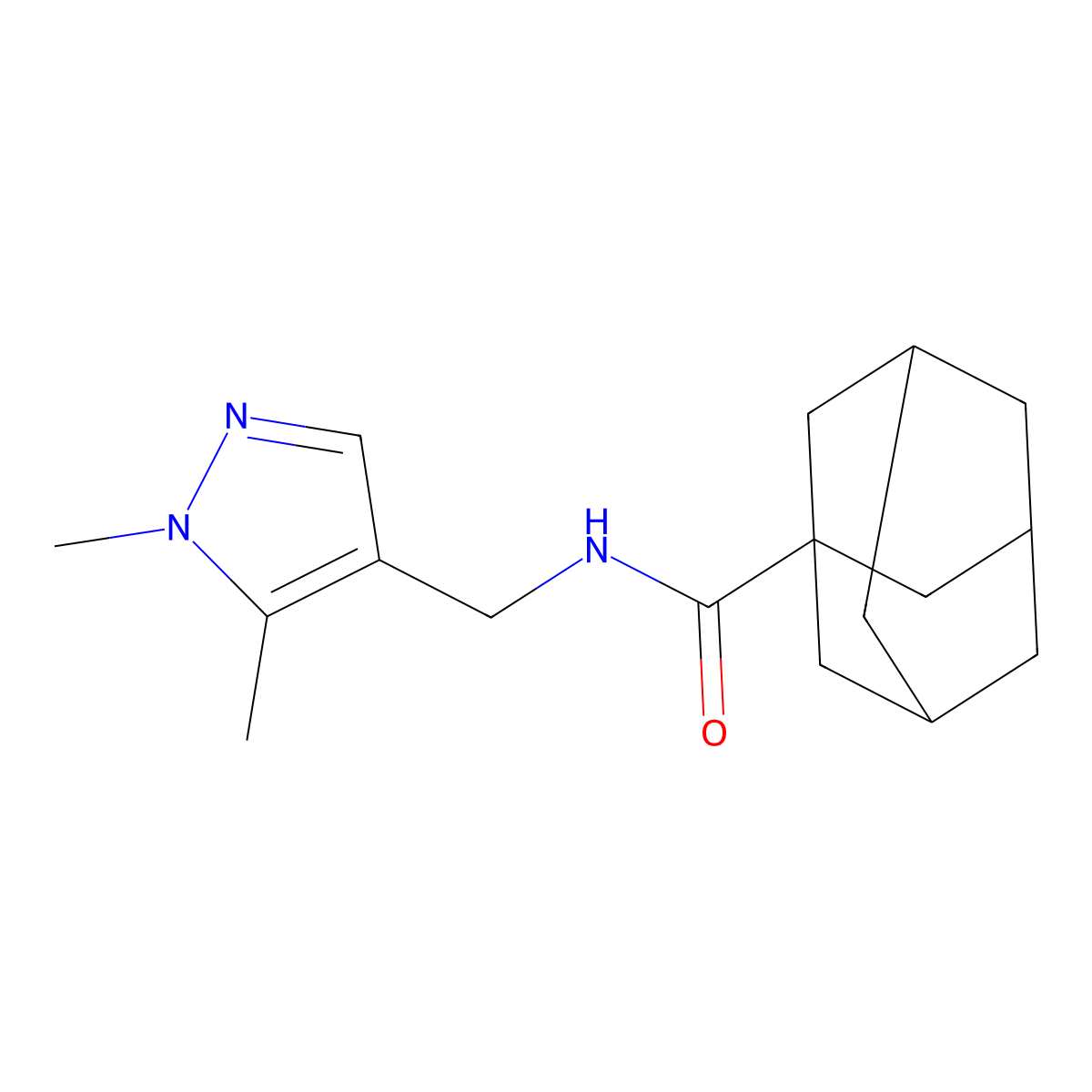 N-[(1,5-dimethylpyrazol-4-yl)methyl]adamantane-1-carboxamide molecular structure, CAS 496011-10-0