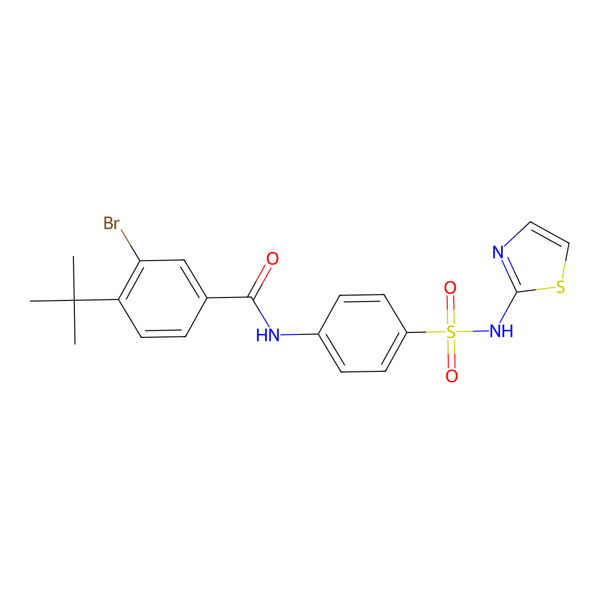 3-bromo-4-tert-butyl-N-{4-[(1,3-thiazol-2-ylamino)sulfonyl]phenyl}benzamide molecular structure, CAS 496011-17-7