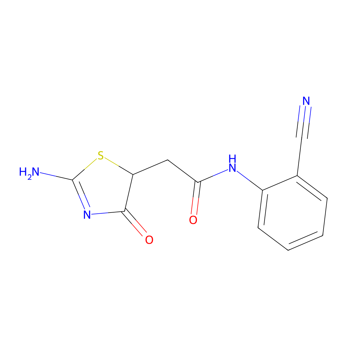 N-(2-cyanophenyl)-2-(2-imino-4-oxo-1,3-thiazolidin-5-yl)acetamide molecular structure, CAS 496011-20-2