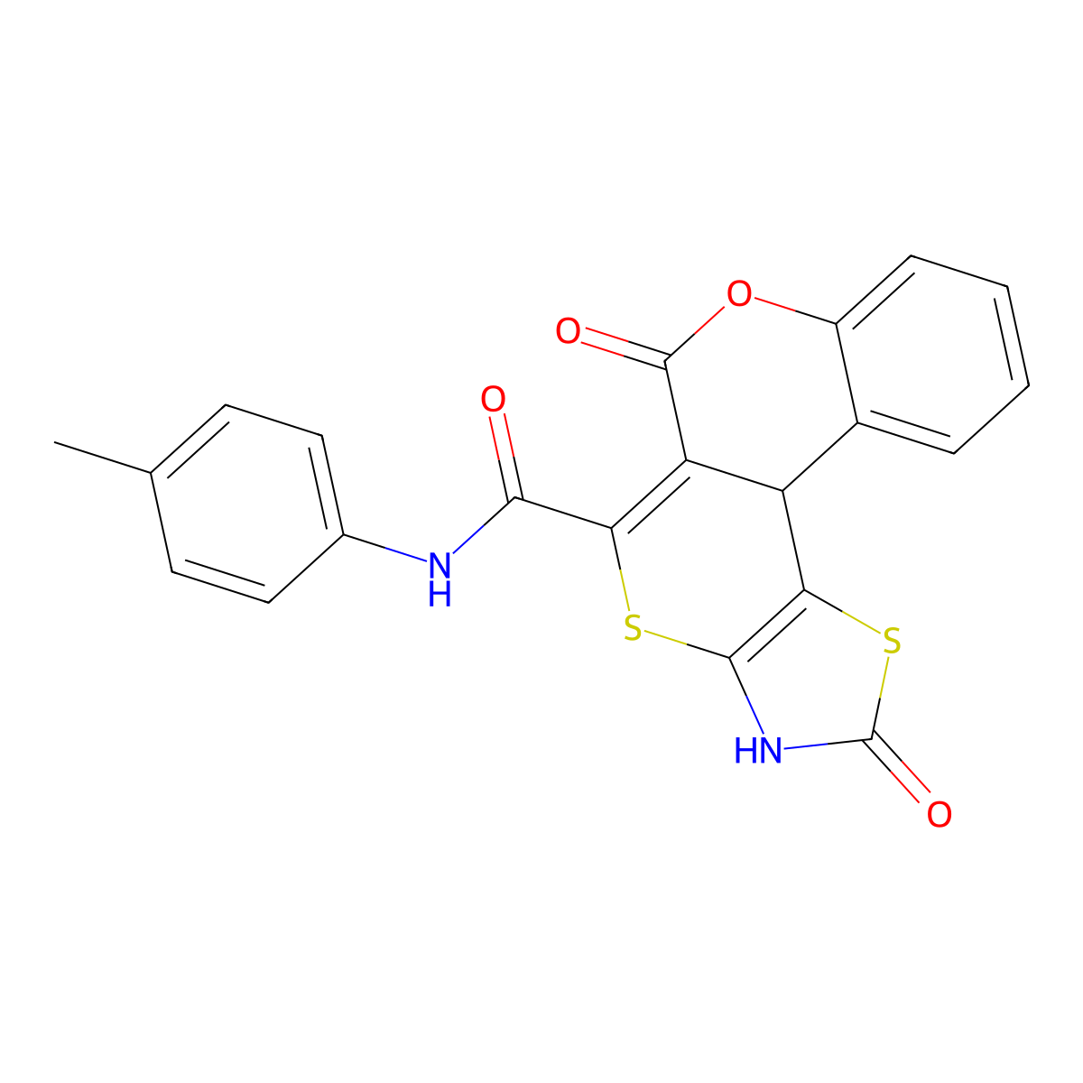 (6,10-dioxo(9H,11bH-1,3-thiazolino[5',4'-6,5]thiino[3,4-c]chromen-7-yl))-N-(4-methylphenyl)carboxamide molecular structure, CAS 496011-22-4