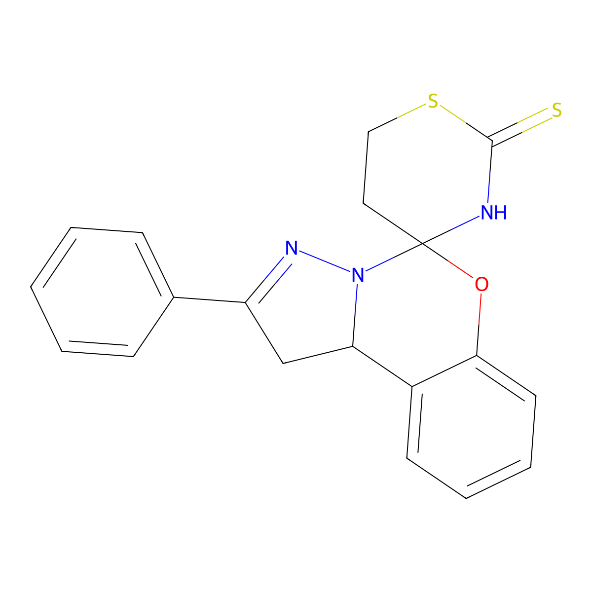 15-phenylspiro[1,3-thiazaperhydroine-4,6'-10aH-benzo[e]2-pyrazolino[1,5-c]1,3-oxazine]-2-thione molecular structure, CAS 496011-28-0