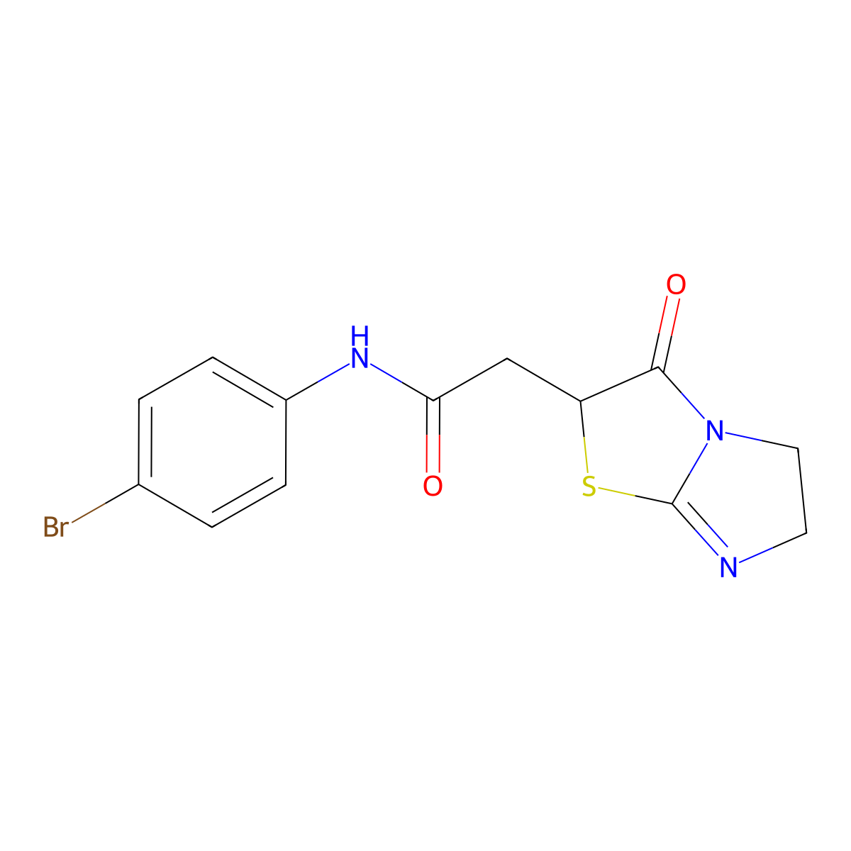 N-(4-bromophenyl)-2-(3-oxo-2,3,5,6-tetrahydroimidazo[2,1-b][1,3]thiazol-2-yl)acetamide molecular structure, CAS 496011-33-7
