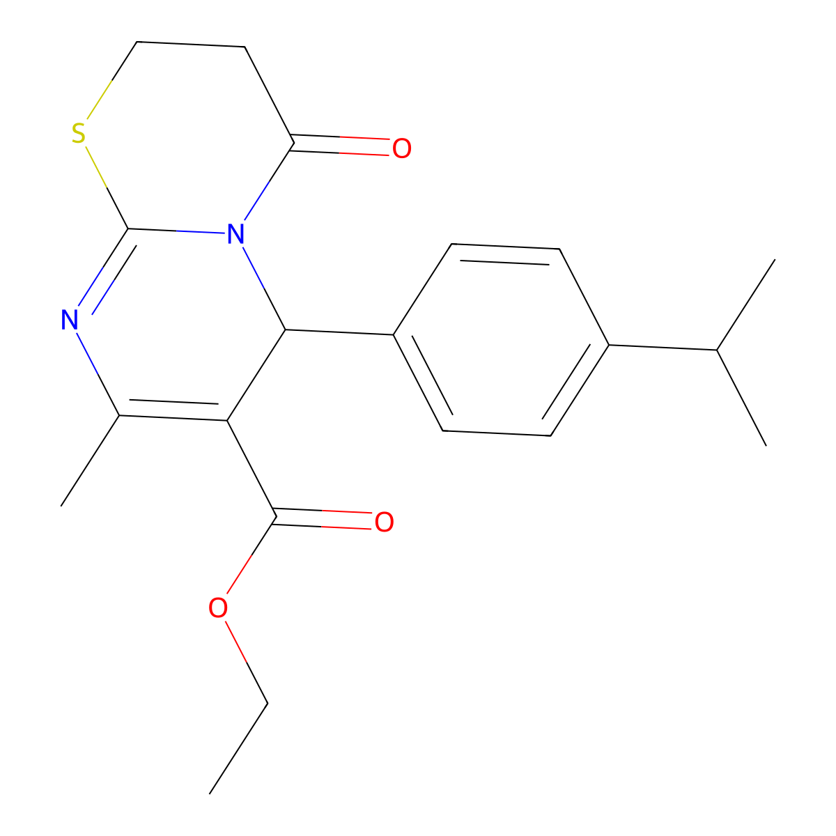 Ethyl 6-(4-isopropylphenyl)-8-methyl-4-oxo-2,3,4,6-tetrahydropyrimido[2,1-b][1,3]thiazine-7-carboxylate molecular structure, CAS 496011-46-2