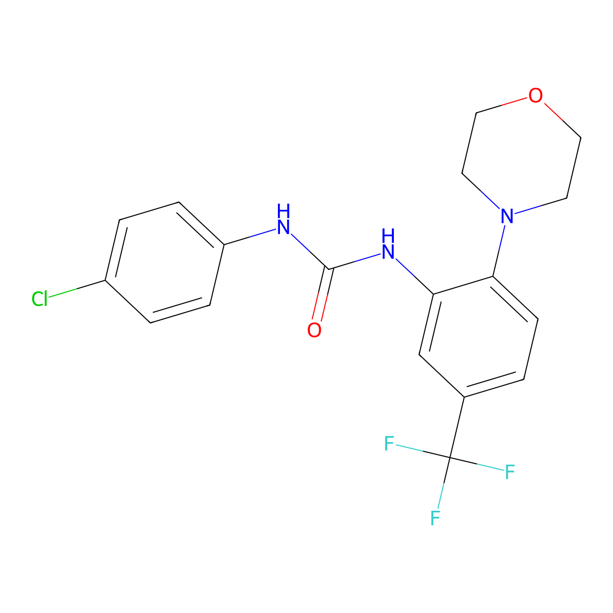 1-(4-Chlorophenyl)-3-(2-morpholin-4-YL-5-(trifluoromethyl)phenyl)urea molecular structure, CAS 496012-19-2