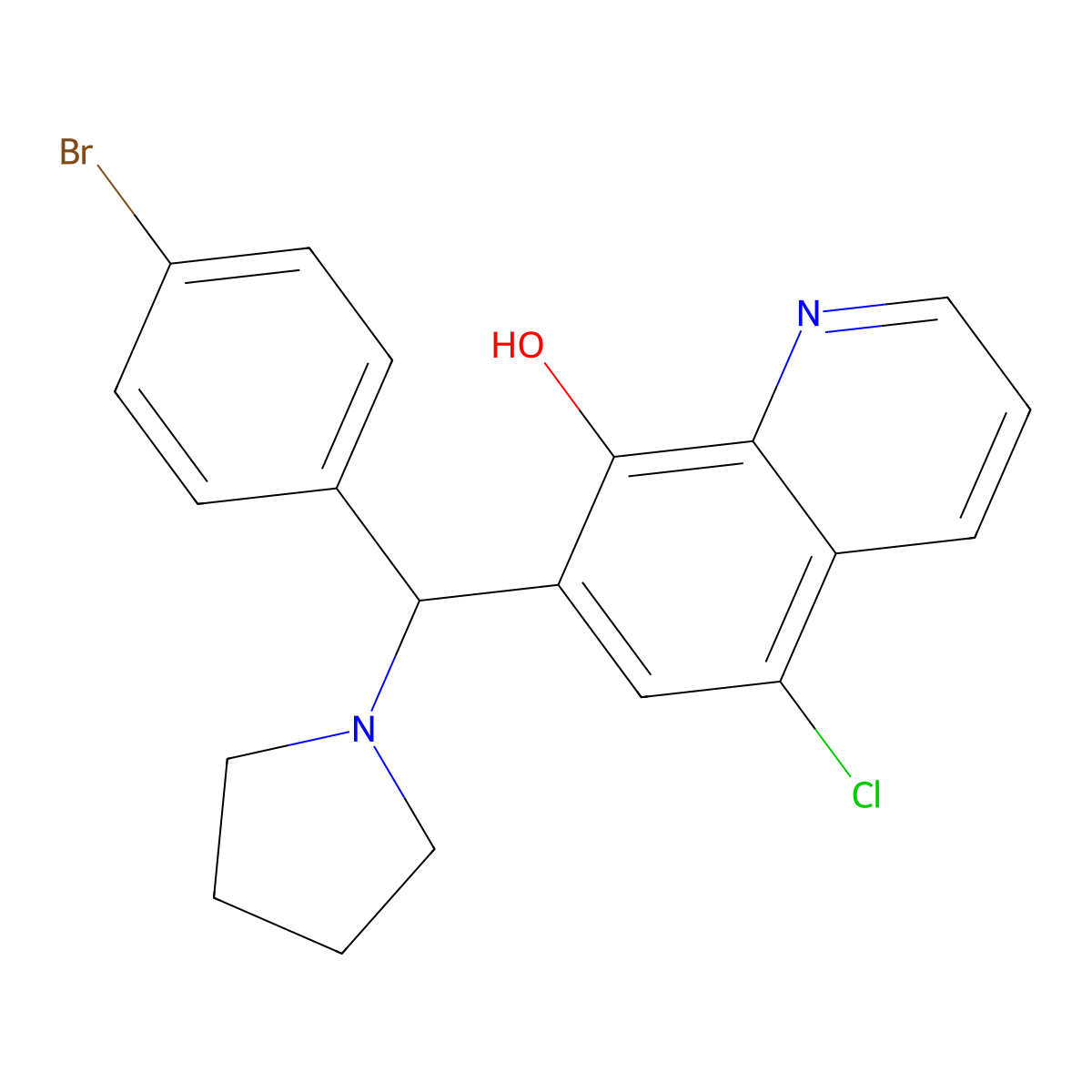 7-[(4-Bromophenyl)(pyrrolidin-1-yl)methyl]-5-chloroquinolin-8-ol molecular structure, CAS 496013-16-2