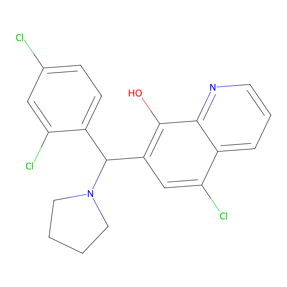 5-Chloro-7-[(2,4-dichlorophenyl)(pyrrolidin-1-yl)methyl]quinolin-8-ol molecular structure, CAS 496013-18-4