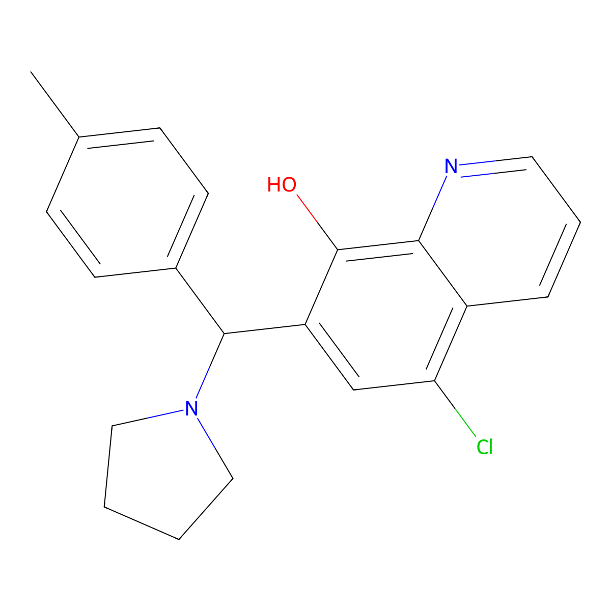 5-Chloro-7-[(4-methylphenyl)(pyrrolidin-1-yl)methyl]quinolin-8-ol molecular structure, CAS 496013-19-5