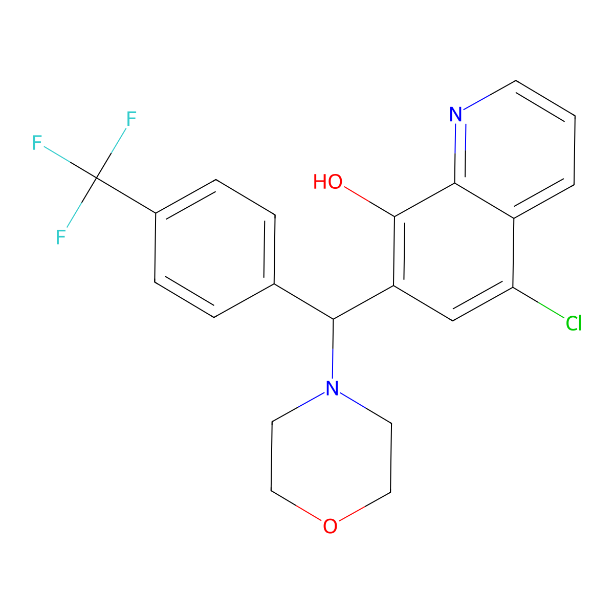 5-Chloro-7-(morpholino(4-(trifluoromethyl)phenyl)methyl)quinolin-8-ol molecular structure, CAS 496013-22-0