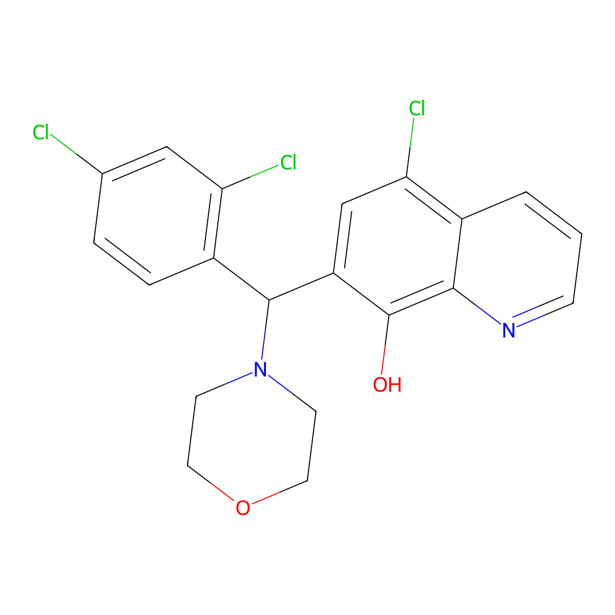 5-Chloro-7-[(2,4-dichlorophenyl)(morpholin-4-yl)methyl]quinolin-8-ol molecular structure, CAS 496013-23-1