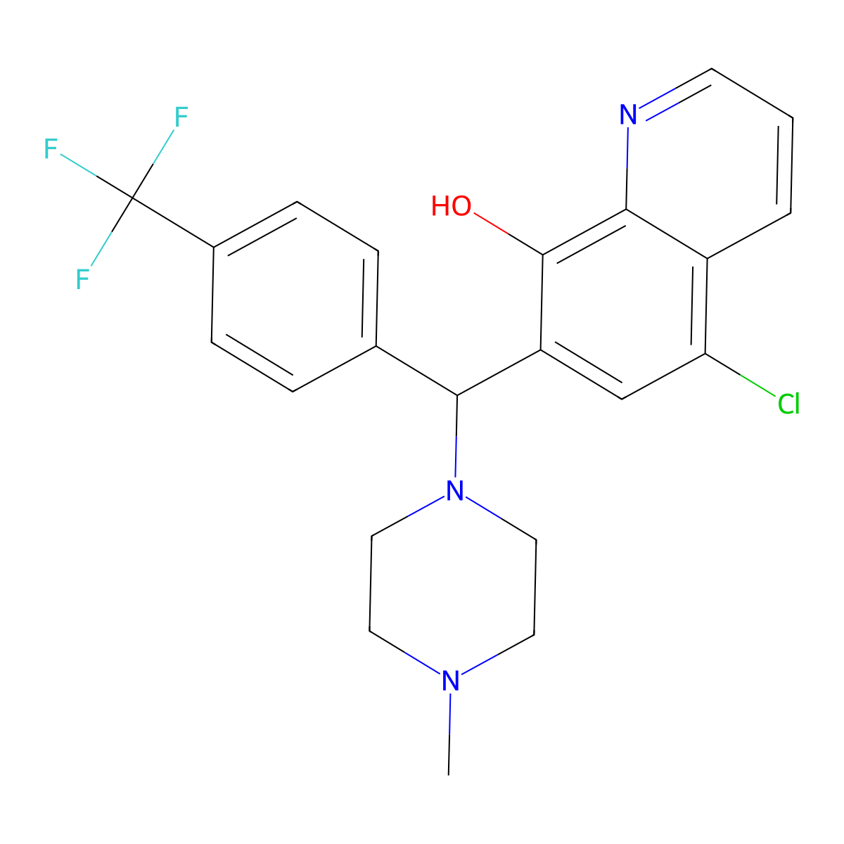 5-Chloro-7-[(4-methylpiperazin-1-yl)[4-(trifluoromethyl)phenyl]methyl]quinolin-8-ol molecular structure, CAS 496013-25-3