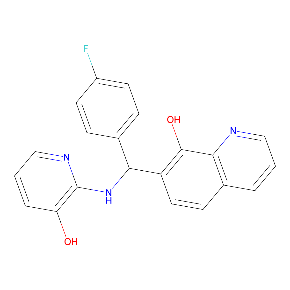 7-[(4-Fluorophenyl)[(3-hydroxypyridin-2-yl)amino]methyl]quinolin-8-ol molecular structure, CAS 496013-39-9
