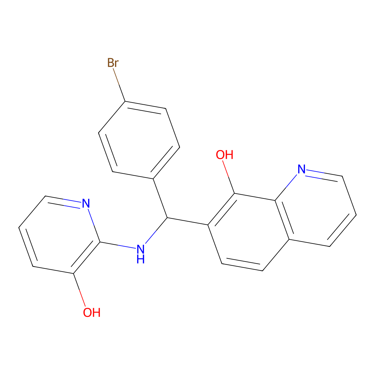 7-((4-Bromophenyl)((3-hydroxypyridin-2-yl)amino)methyl)quinolin-8-ol molecular structure, CAS 496013-40-2