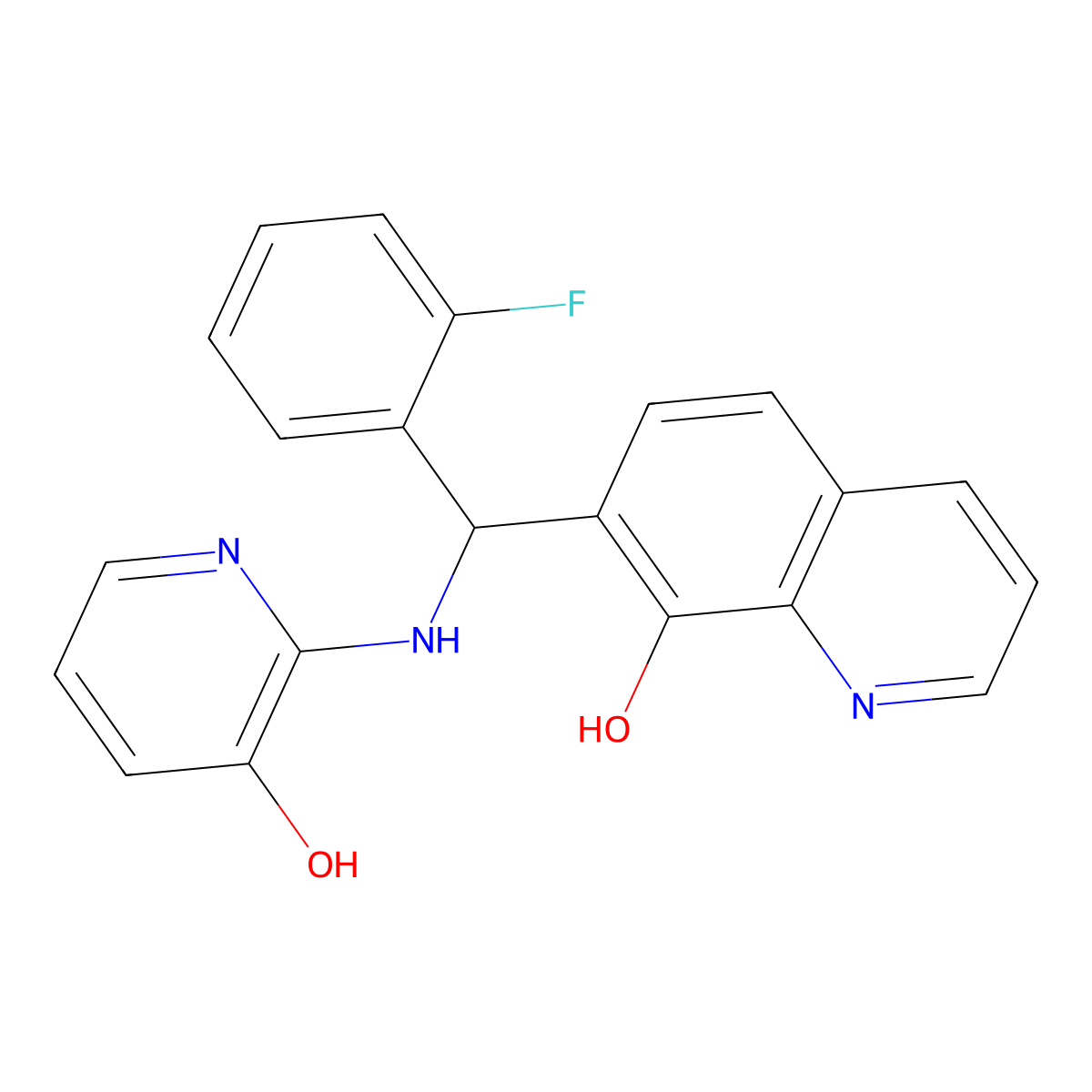 7-[(2-Fluorophenyl)[(3-hydroxypyridin-2-yl)amino]methyl]quinolin-8-ol molecular structure, CAS 496013-44-6