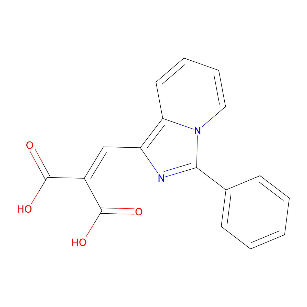 2-((3-Phenylimidazo[1,5-a]pyridin-1-yl)methylene)malonic acid molecular structure, CAS 496013-47-9