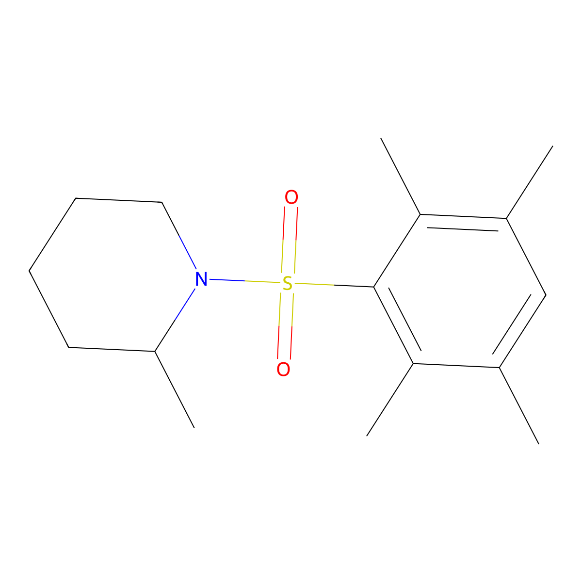 2-Methyl-1-(2,3,5,6-tetramethylbenzenesulfonyl)piperidine molecular structure, CAS 496013-60-6