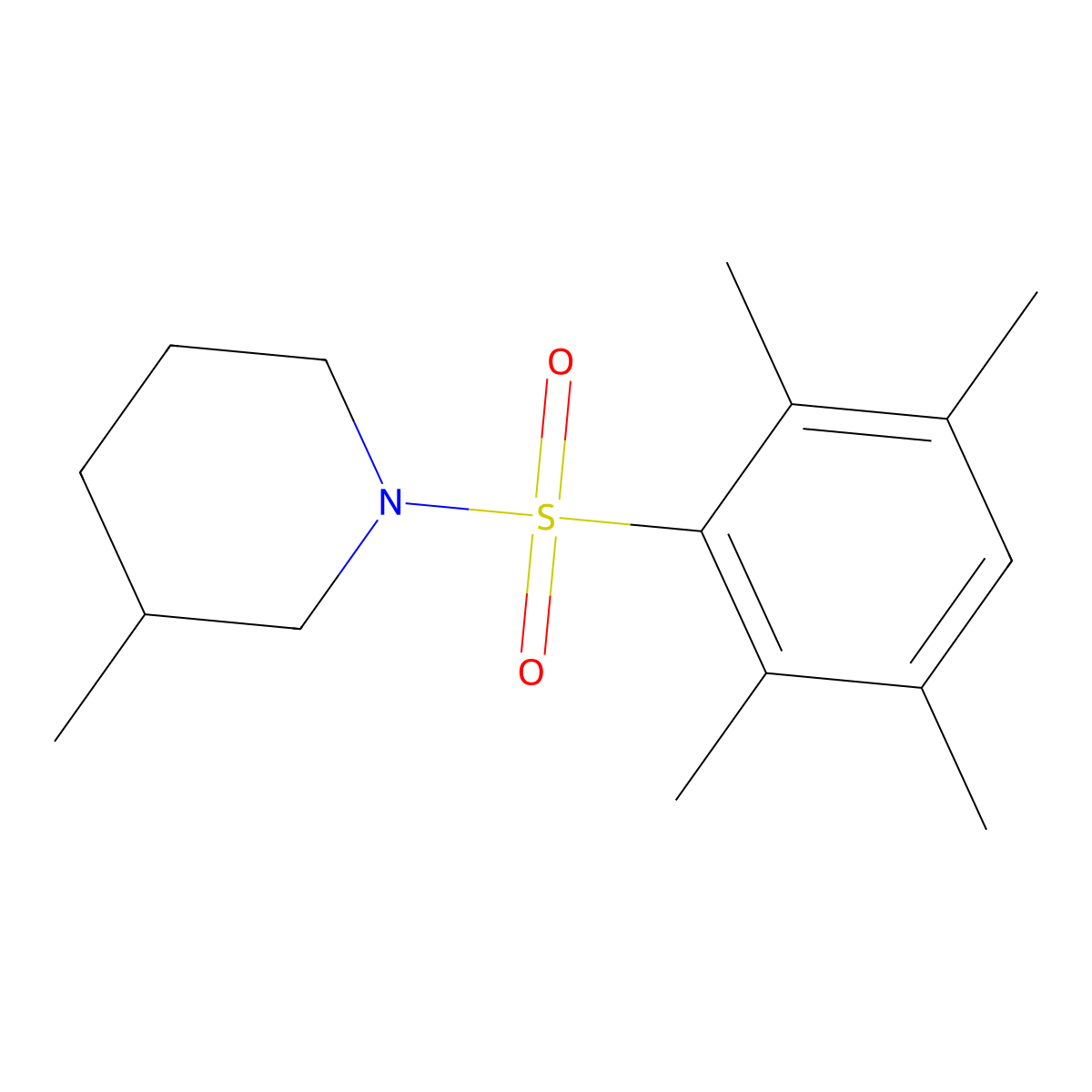 3-Methyl-1-(2,3,5,6-tetramethylbenzenesulfonyl)piperidine molecular structure, CAS 496013-61-7