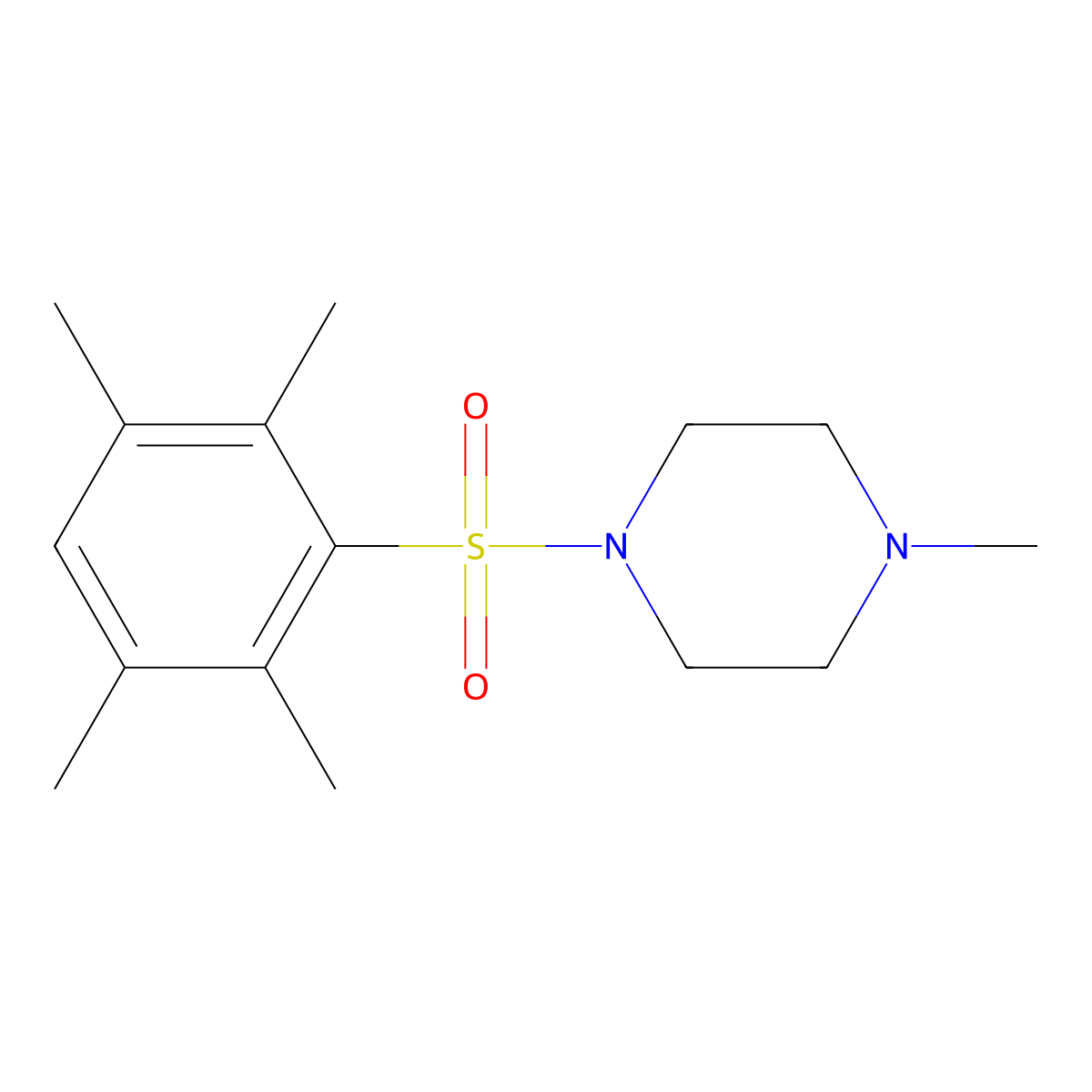 1-Methyl-4-[(2,3,5,6-tetramethylphenyl)sulfonyl]piperazine molecular structure, CAS 496013-64-0